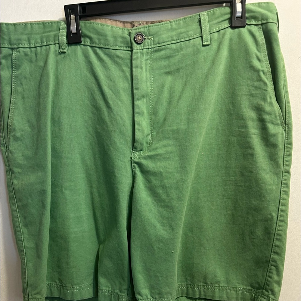 Vibrant Green Flat Front Summer Shorts